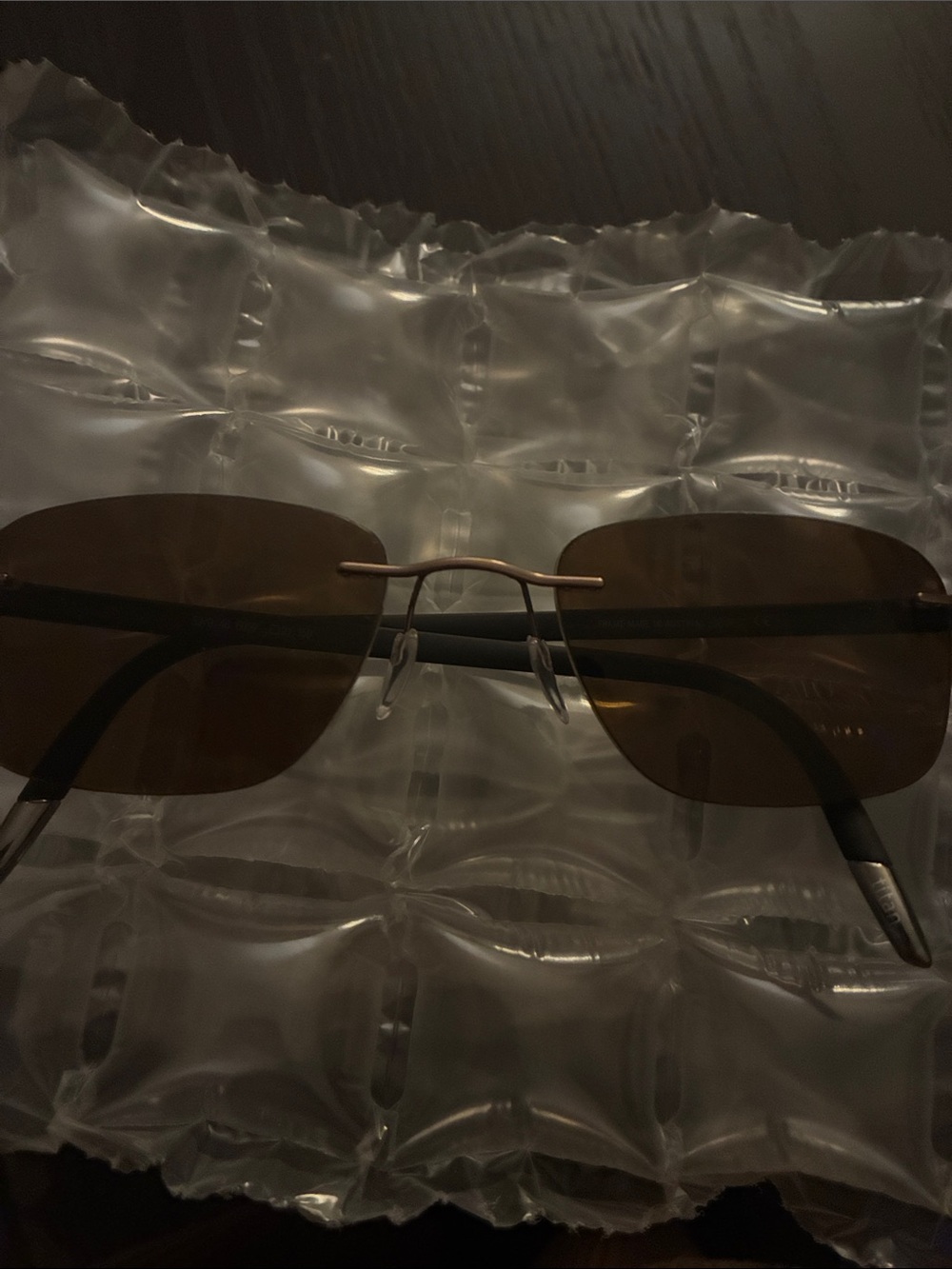 Silouhette Men's Brown Rimless Sunglasses with Lightweight Bridge